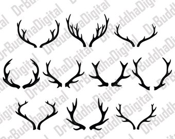 Sale! Deer Antler SVG Collection - Deer Horn DXF - Antler Clipart - SVG Files for Silhouette Cameo or Cricut