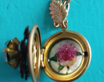 Original hand-painted hydrangea locket