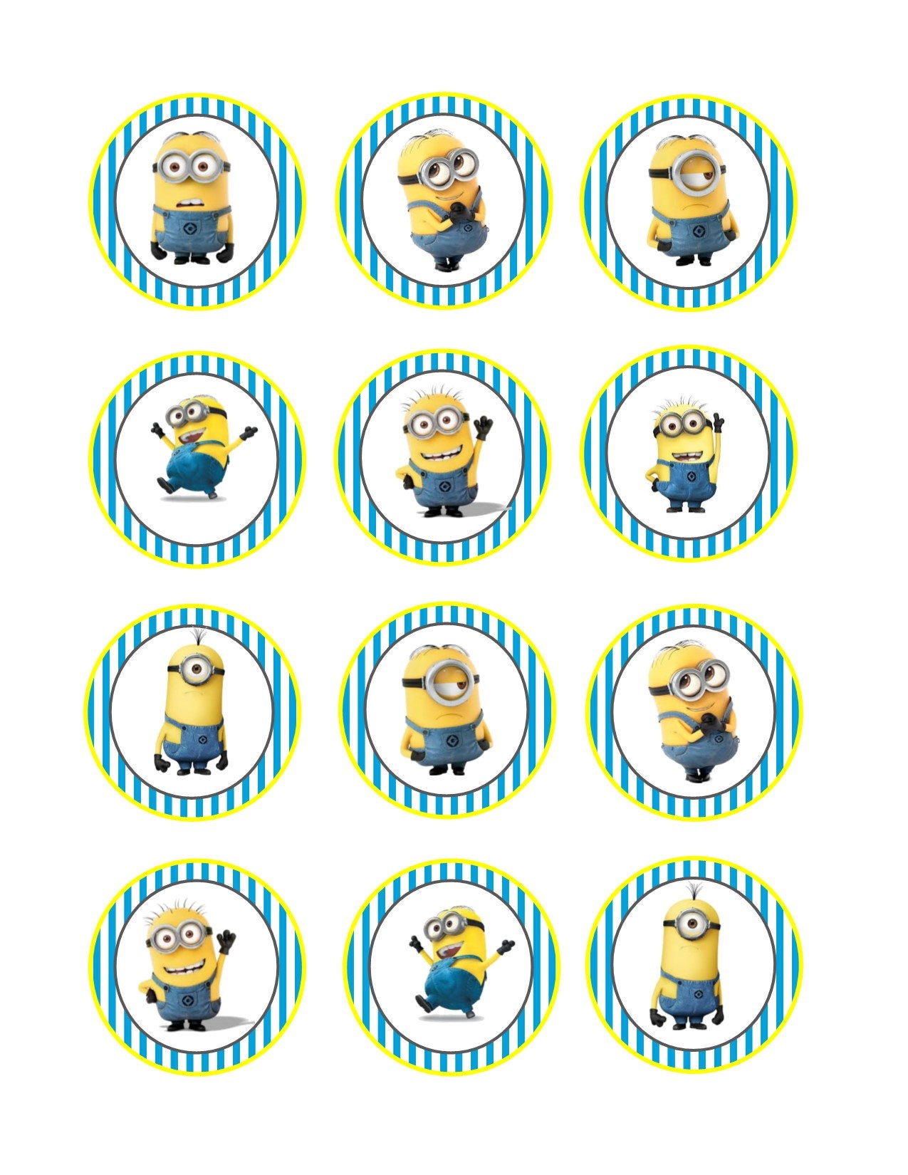 Minion Cupcake Toppers Instant Download Birthday Party