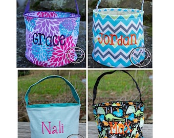 Personalized Easter Basket - Monogrammed Easter Basket - Easter Bucket - Easter Basket with Name - Flowers - Gingham - Dino - Chevron