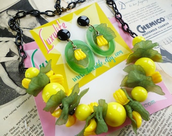 NEW! Banana Garland - 1940's inspired fruit salad necklace - vintage style handmade by Luxulite