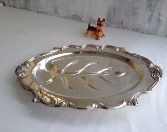 Silver Plated Platter Vintage Platter Silver Tray Vintage Tray Silver Serving Tray Large Silver Platter Footed Tray Antique Tray