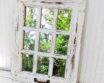 Farmhouse Mirror,Rustic Wall Mirror,Window Mirror,Shabby Chic Mirror,Living Room Mirror,Wall Mirror,Rustic Wall Decor,
