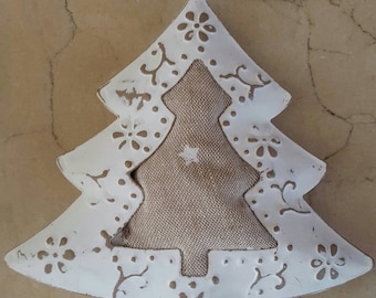 Christmas decoration made of metal and fabric 12 x 11 cm