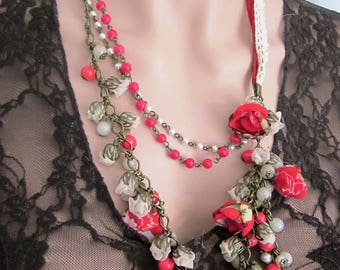 Necklace lace and flowers
