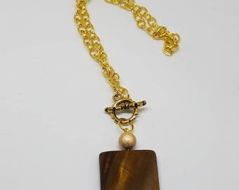 Brown Square Pendant Necklace
