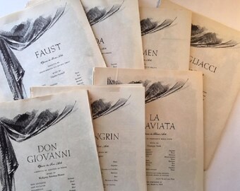 1940s Opera Ephemera Pages, Choose from Available Opera Packs, Pages from A Treasury of Grand Opera, Scrapbooking Mixed Media Crafting