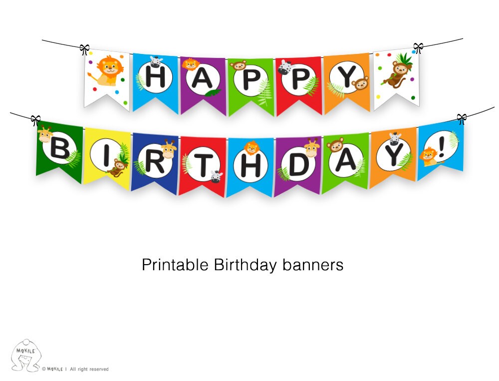 Printable Happy Birthday BannerRainbow Birthday Party