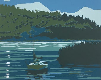 Night Sailing, original screen print