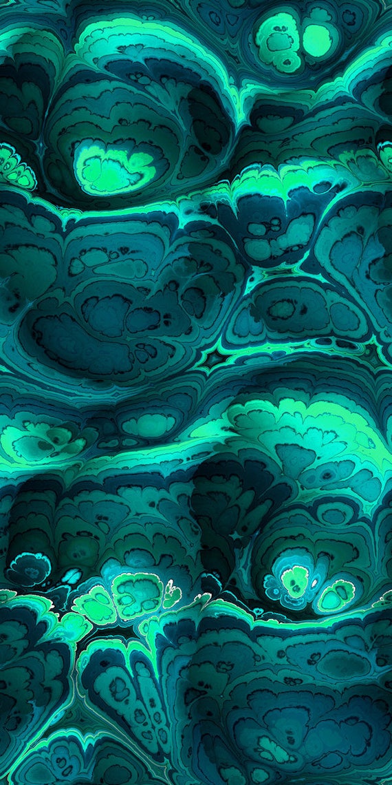 Jade Sample Textile Art Gorgeous Silky Satin Fabric Fiber Art Rich Marble Green Blue