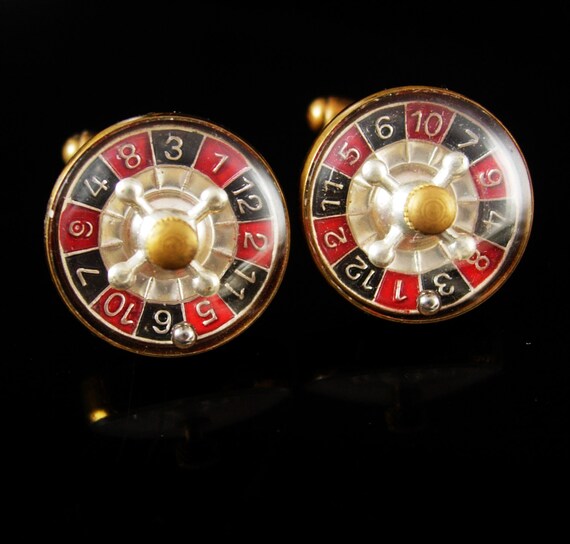 Roulette Wheel Cufflinks THAT SPIN Casino Cufflinks Vintage