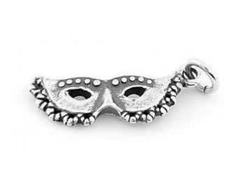 Sterling Silver New Orleans Masquerade Mardi Gras Charm (3d Charm)