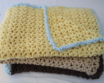 Striped Crochet Lap Blanket or Baby Blanket