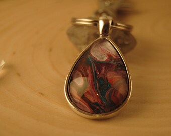 Magenta Teal White Key Chain