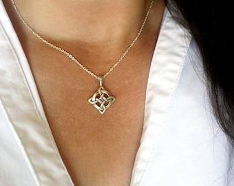 Celtic Knot Luck Necklace, Sterling Silver Charm Necklace, Silver Celtic Knot Pendant, Sterling Silver Celtic Jewelry, Celtic Knot Necklace