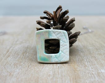 Blue pearly pendant necklace, turquoise necklace, turquoise pendant, ceramic necklace, gift for her, gift for women, mom gift, gift for wife