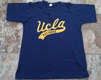 Vtg 70s UCLA Alumni Large Henley T Shirt