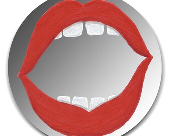 Hand painted mirror - The Big Mouth!