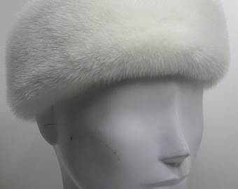 Real White Mink Fur Headband new made in the usa
