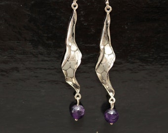 Sterling Silver Earrings With Purple Beads