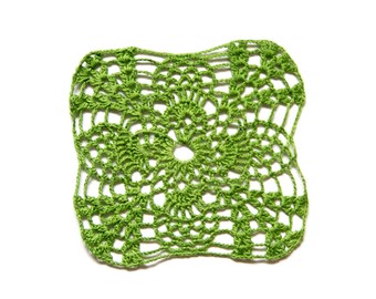 Bright green hand dyed Crochet Doily Vintage doily
