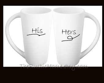 2 Custom pottery mugs gift set Mr. Mrs. His Hers Mine Yours personalized in your choice bride groom wedding gift anniversary pottery
