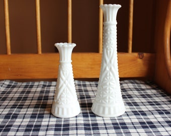 Vintage Milk Glass Vases (Set of 2)