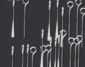 Silver Paddle Pin, Paddle Eye Pin, 3/4 inch long, 20 each, D388