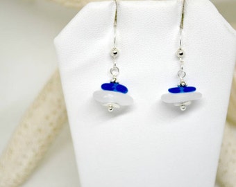 Sterling Sea Glass Earrings, Beach Sea Glass Earrings, Sea Glass Jewelry, Lake Erie Beach Glass, Mermaid Earrings