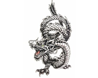 1pc dragon print temporary tattoo sticker-10508