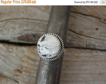 ON SALE White Buffalo turquoise ring handmade in sterling silver 925