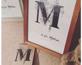 Happy Mother's Day kraft A6 card and envelope with blank inside **A4 print to match is also available - see shop for detail**
