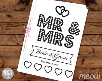 Wedding Coloring Book Children's Activity Sheets Booklet Printable Personalize Kid's Pages Maze Print at Home Color in EDITABLE Favor Sheets