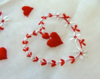 Vintage Valentine Embroidered Hankie N0 5