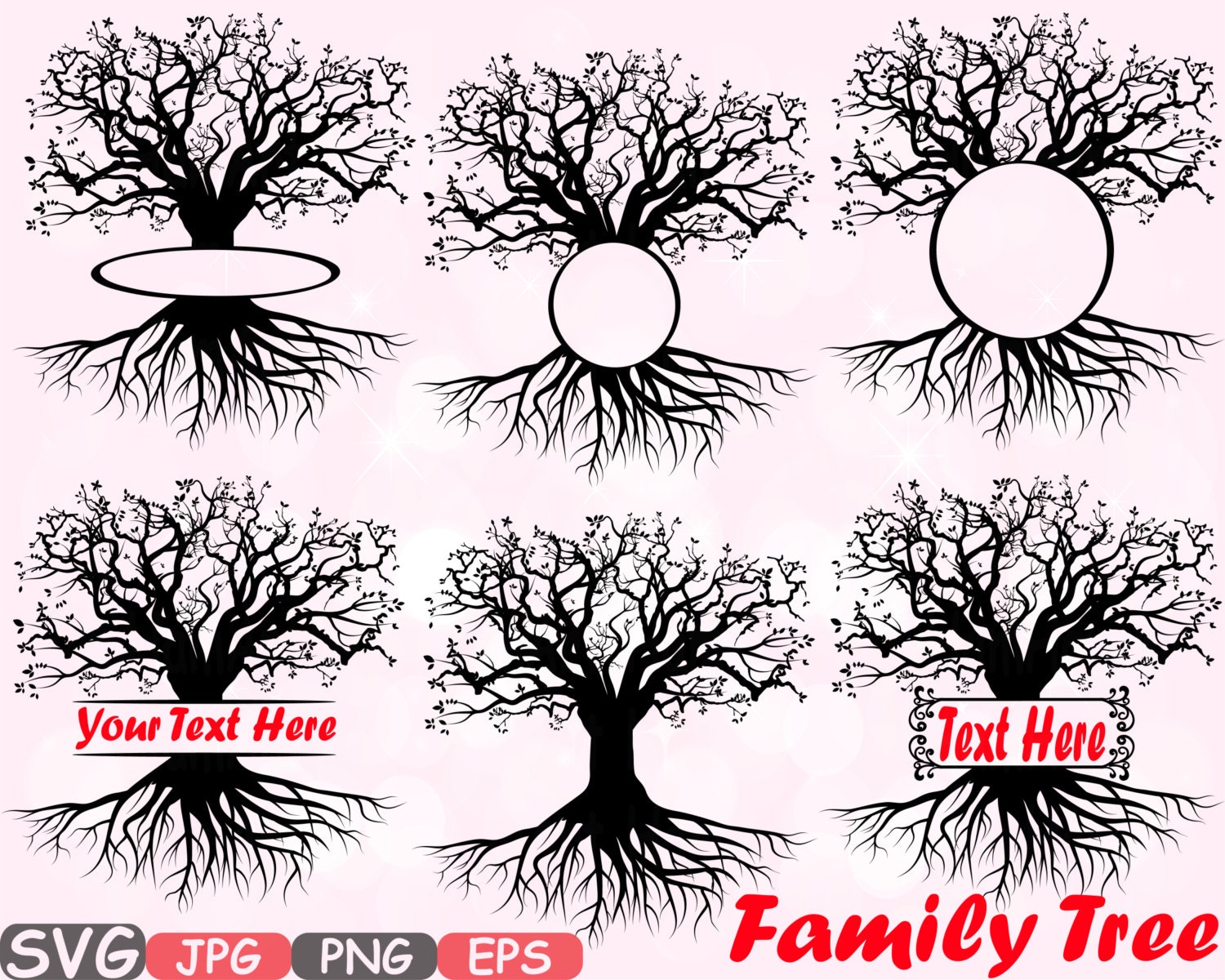 Download Family tree Split / Circle Silhouette SVG Cutting Files Family