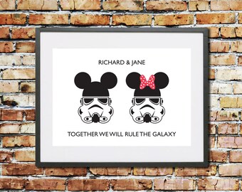 Wedding - Engagement - Anniversary - Valentines - Gift - Personalised Gift - Disney - Star Wars - Stormtrooper - Mickey and Minnie - Couple