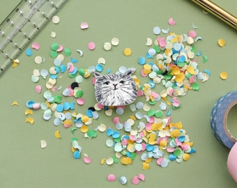 Grey Cat Illustration Brooch