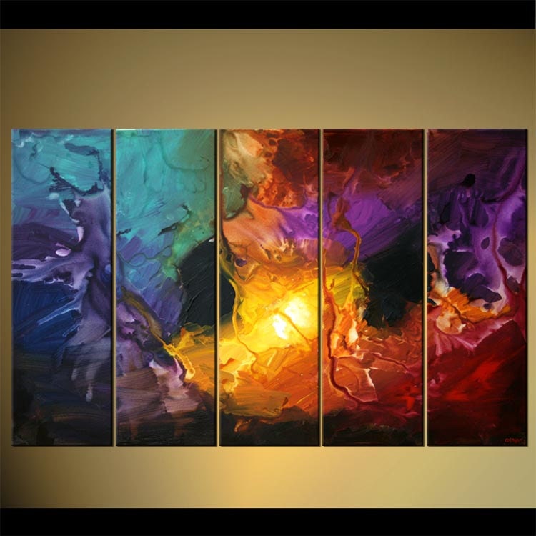 Modern Abstract Painting Colorful Acrylic Art on Canvas by