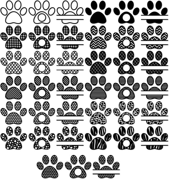 Download Paw SVG Monogram Frames for Vinyl Cutters Paw Print Svg Paw