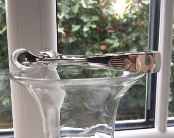 Vintage Art Deco silver plated sugar tongs, hallmarked antique english silversmiths