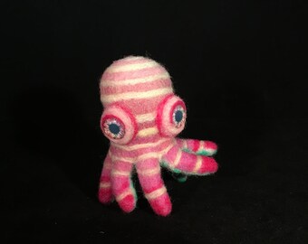 Handmade Mini Octopus Felted Posable Art Doll