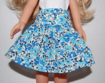Blue Flowers Skirt - Doll Clothes handmade Corolle 13" Les Cheries or 14" Heart for Hearts tkct464 READY TO SHIP