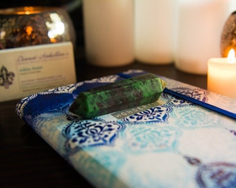 Red Ruby in Green Zoisite Point