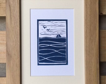 Sailing boat Lino print