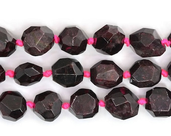 0324 Faceted Garnet nuggets gemstone loose beads 16"