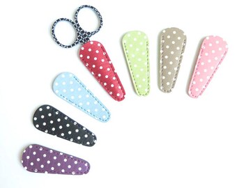Embroidery Scissor Case | Polka Dot Leather-Like Scissor Sheath, Small Scissor Cover