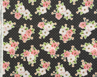 Olive's Flower Market Nosegay black Lella Boutique moda fabric FQ or more