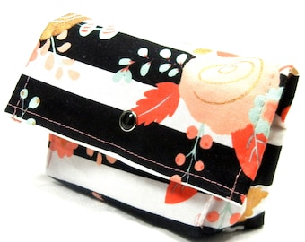 Business Card Holder, Gift Card Holder, Purse Accessory, Credit Card Holder, Grocery Card Holder, Ready to Ship, Striped Floral
