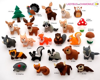 FOREST ANIMALS, WOODLAND animals felt ornaments, toys, magnets - Price per 1 item - felt Ornaments, Toys,Forest animals ornaments