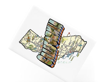 Ceramic Fridge Magnet, California Map Vintage Style San Francisco Los Angeles Fridge Magnet,Refrigerator Magnet, FM196
